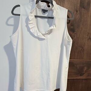 Elegant White Ruffle Neck Blouse by SHANA ~ From Boutique Store Size Large